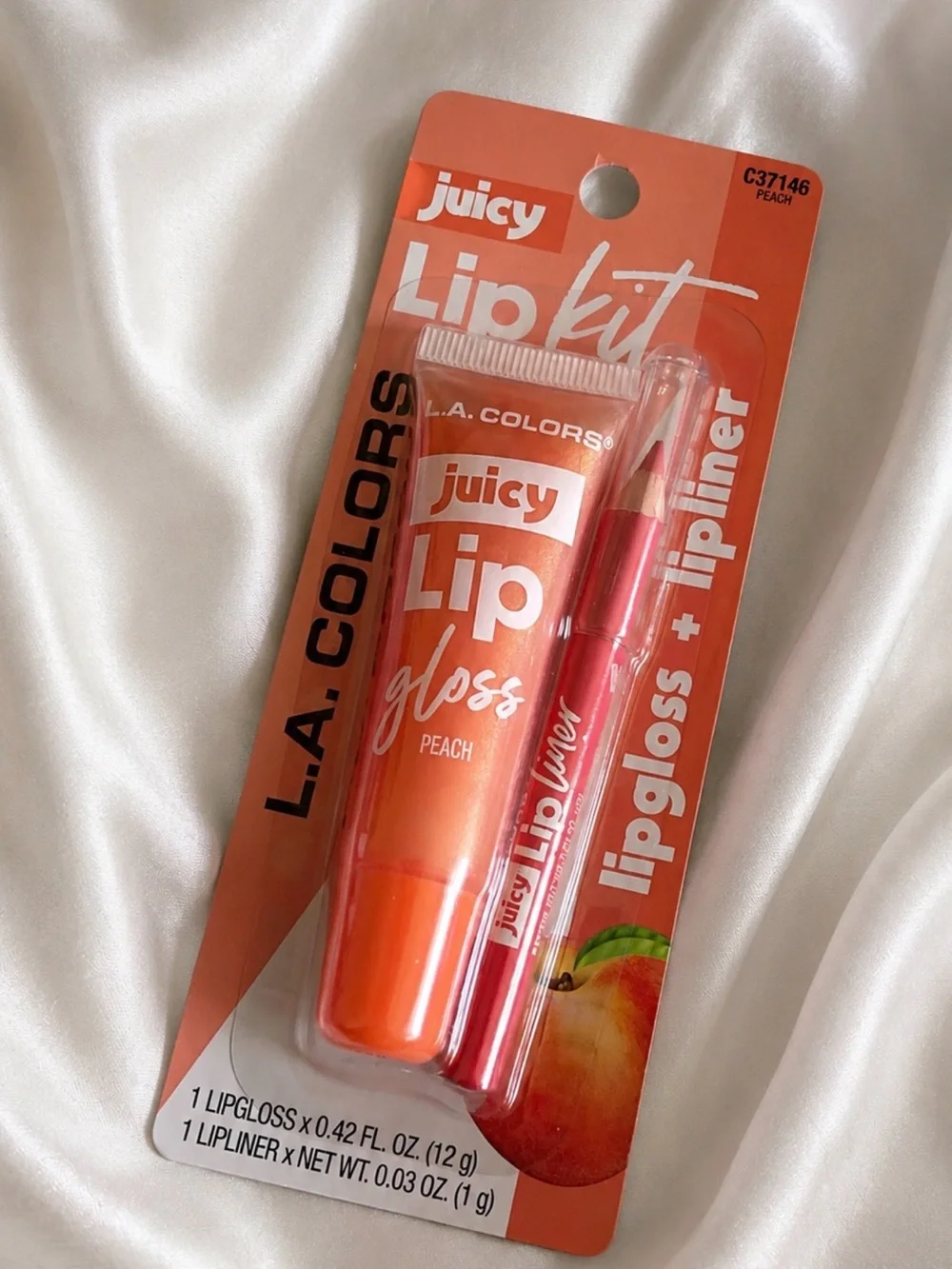 L.A. Colors Juicy Lip Kit - Peach Gloss & Matching Lip Liner